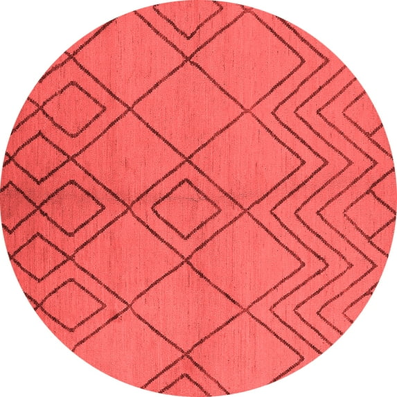Ahgly Company Indoor Round Solid Red Modern Area Rugs, 7' Round