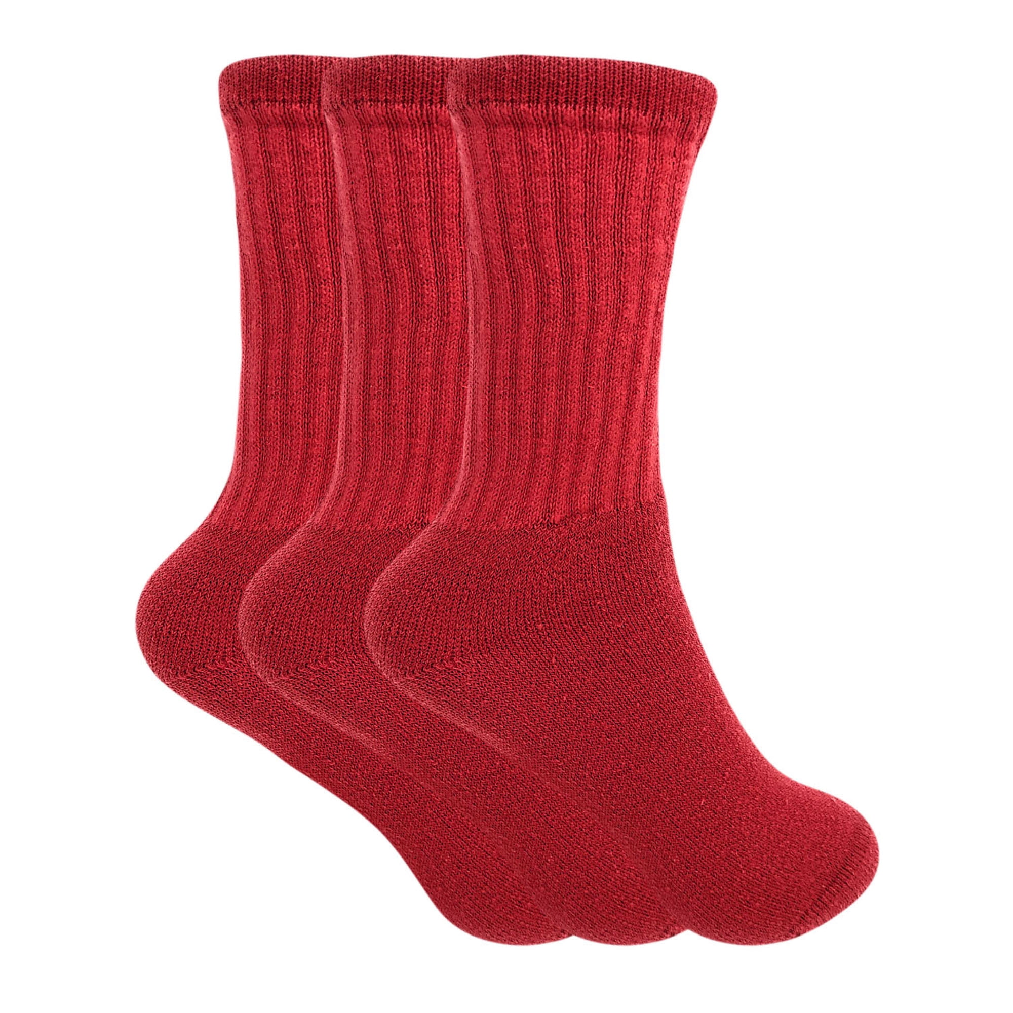 AWS/American Made Cotton Crew Socks for Women Red Made in USA 3 PAIRS