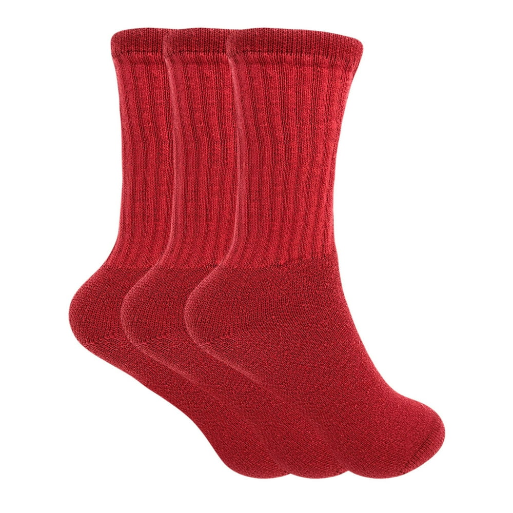 AWS/American Made Cotton Crew Socks for Women Red Made in USA 3 PAIRS