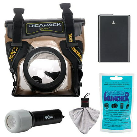 DiCAPac WP-S5 Waterproof Underwater Housing Case with EN-EL14 Battery + LED Torch Kit for Nikon D3300, D3400, D5300, D5500. D5600 Digital SLR