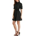 thumbnail image 5 of INSPIRE CHIC Women's Casual Short Sleeve Solid Color Button Down Shirt Dress M Black, 5 of 7