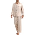 thumbnail image 4 of Pijama Casual de 2 Piezas de Satén de Manga Larga a Rayas para Hombre INSPIRE CHIC para el Día del Padre M Champagne, 4 of 6