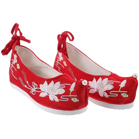 

Pointed Flats for Women Womens Sandal Raised Toe Embroidered Cloth Shoes Hanfu Slippers Sandals Hidden Wedges Women s