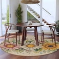 thumbnail image 3 of Round Rug 5Ft Washable Non-Slip, Vintage Daisy Floral Circle Area Rugs for Living Room Bedroom, Spring Flowers Botanical Leaves Rustic Indoor Floor Mats Carpet Runner for Home Decor Aesthetic, 3 of 8