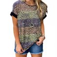 thumbnail image 1 of Nouveau Léopard Manches Courtes T-Shirt Nouvelle Mode Street Tee Grande Taille en Vrac Col Rond Casual Top, 1 of 8