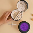 thumbnail image 5 of Naloa Purple Glitter Round Jewelry Box, Travel Jewelry Organizer, 3.9 x 3.9 x 2in Jewelry Storage Box for Women-Black, 5 of 7