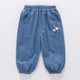 thumbnail image 2 of Landzoo Toddler Girls Trousers Floral Print Elastic Waist With Pockets Summer Breathable Pants Size 3-4 Years Dark Blue, 2 of 5