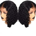YoWeiPon Wig / Lace Front Wigs Human Hair Afrikanische Rolle Front Mesh Rose Mesh Wrapped