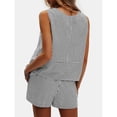 thumbnail image 4 of Black Womens Blouses Women's Summer 2 Piece Outfits Sleeveless Tank Top Matching Shorts Sets Cotton Striped Sweatsuits Vacation Beach 2025 Ladies Tops and Blouses, 4 of 6