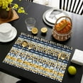 thumbnail image 4 of Blue Pioneer Flower Striped Pattern Summer Placemats Table Placemats Set Of 4-Linen Kitchen Washable Placemats Table Mats 11.8"x17.7" Non-Slip Heat Resistant, 4 of 6