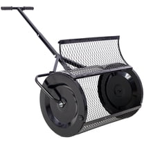 Heavy Duty 24" Metal Mesh Compost & Peat Moss Spreader – T-Handle Lawn Roller for Garden Care/Seeding