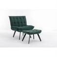 thumbnail image 2 of Accent Chair,Modern Soft Velvet Armchair with Ottoman and Black Legs,Single Sofa Chair Comfy Reading Chair for Living Room Bedroom Office,Dark Green, 2 of 7