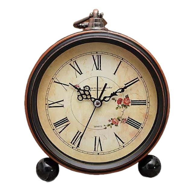 Reloj de mesa,Reloj de mesa de diseño retro silencioso sin tictac,Reloj de escritorio preciso y sencillo con números romanos,Reloj despertador pequeño de escritorio,decoración elegante para
