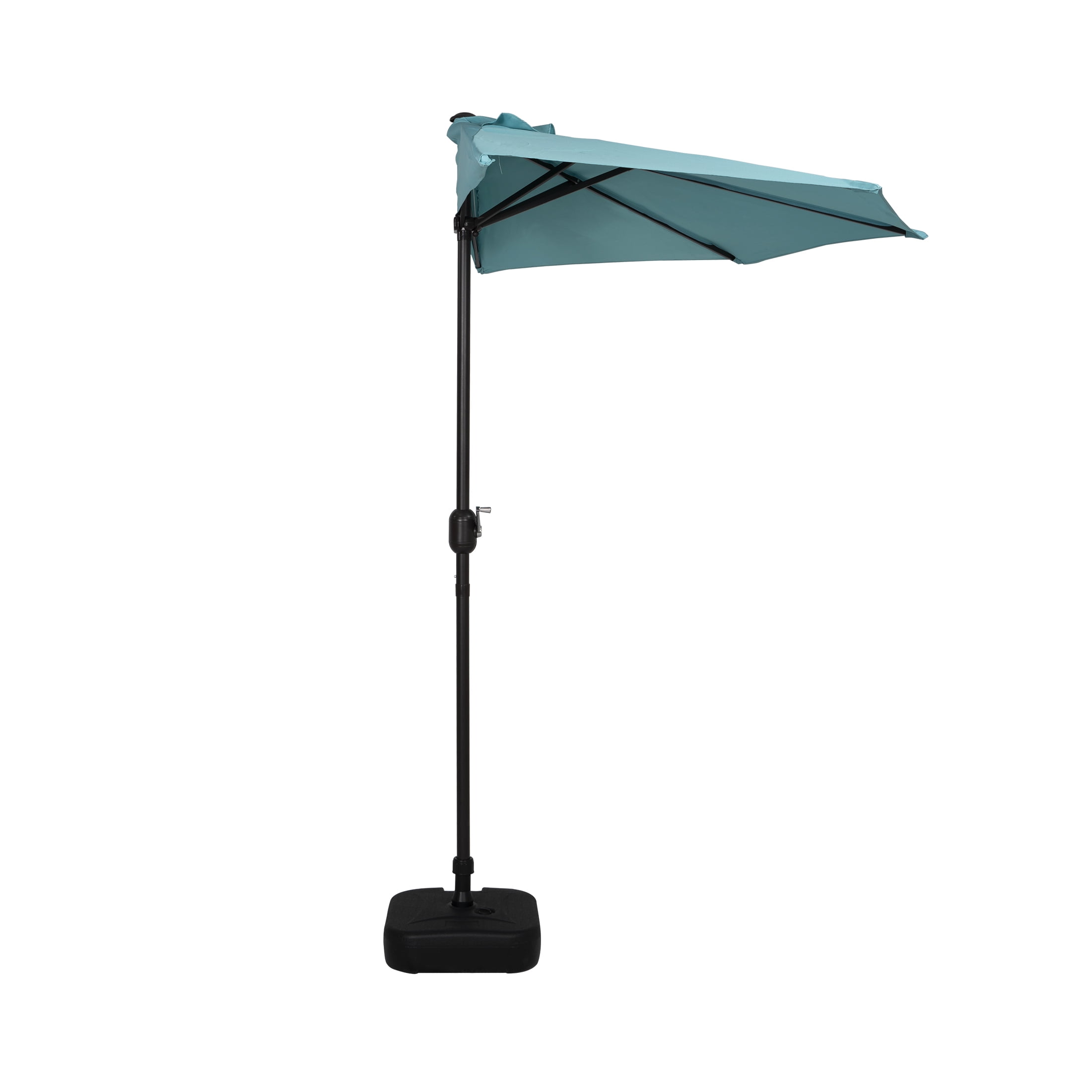 9 ft Half Market Umbella with Square Concrete Base, Turquoise