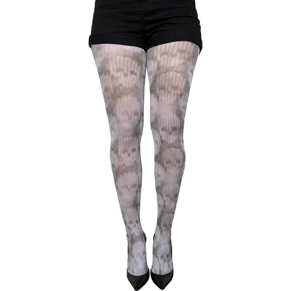 Gray Skulls Illusion Knitted Tights for Women