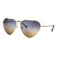 thumbnail image 2 of Oceanic Gradient Lens Heart Shape Valentine Love Metal Rim Sunglasses Black Brown, 2 of 4