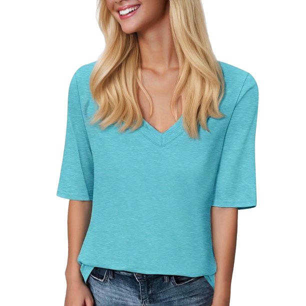 Camiseta informal de manga corta con cuello en V y estampado de vino para mujer Happy Hallothanksmas