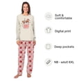 thumbnail image 2 of Merry & Bright Gingerbread Hot Cocoa Matching Family Christmas Pajamas With Dog, Beige & Pink Holiday PJs, Plus Sizes, With Pockets, 2 of 7