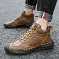 thumbnail image 6 of Mens Leather Casual Boots Vintage Slip Resistant Flat Boots Driving Business Office Shoes Lightweight Comfortable Brown 9.5 US, 6 of 7
