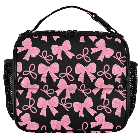 ALAZA Pink Bows Insulated Lunch Box Lunch Bag Cooler Tote with Shoulder Strap