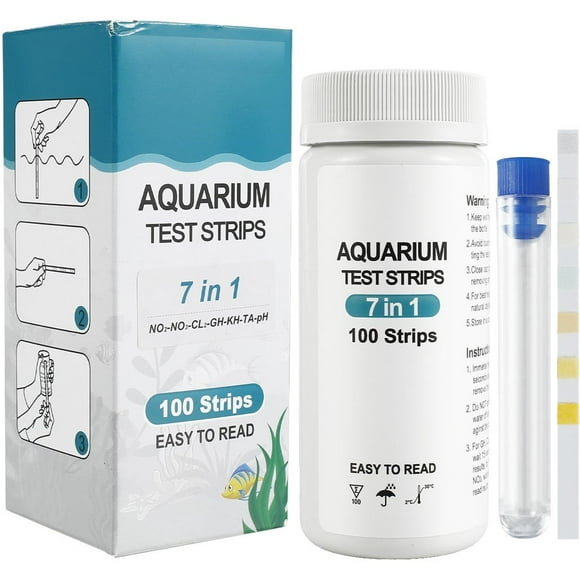 100Pcs Aquarium Test Strips 7 in 1 Fish Tank Test Kit Freshwater Saltwater Aquarium Water pH Test Strips Kit for Total