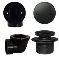 Westbrass 1-1/2" Tip-Toe Bathtub Drain Plumber's Pack with Two-Hole Elbow and ABS Fittings, Matte Black