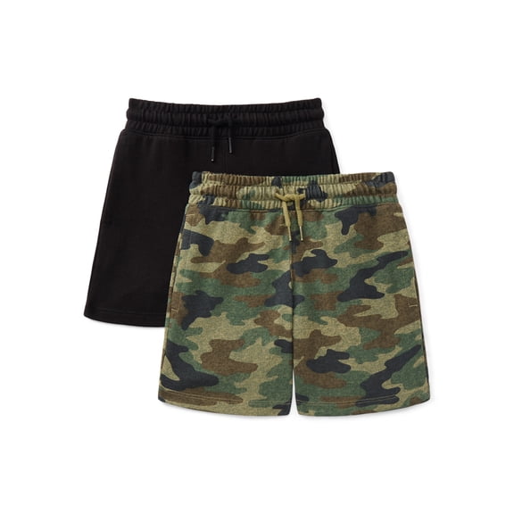 Wonder Nation Boys Knit Shorts, 2-Pack, Sizes 4-18 & Husky