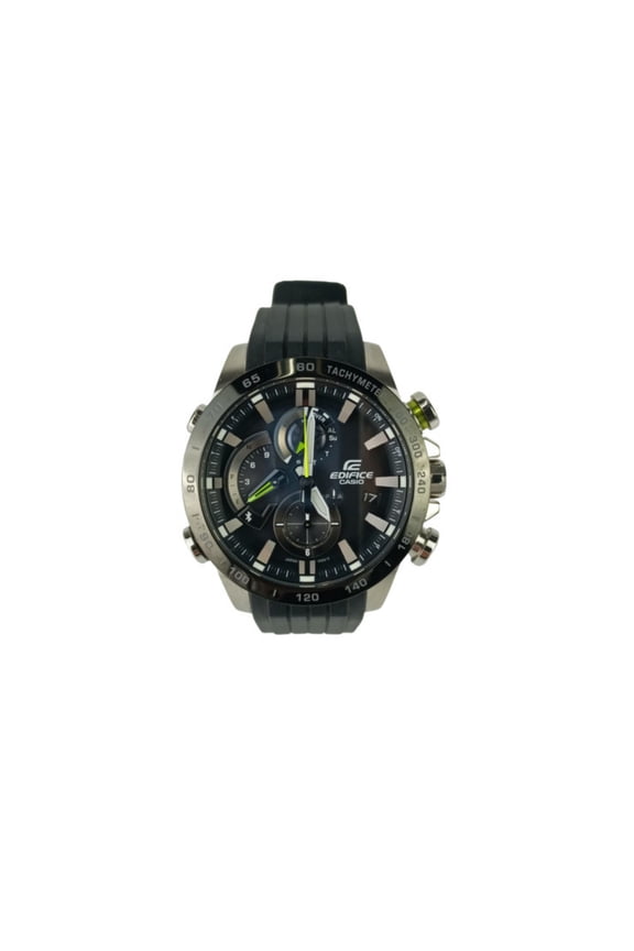 Pre-Owned CASIO Edifice EQB-800 Series EQB-800BR-1AJF Black Dial Stainless Steel Dura-Soft Band...