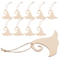 thumbnail image 3 of Shisuyan 10pcs Wooden Embellishments Halloween Decoration Wizard Hat Pattern Pendant with Hemp Ropes, 3 of 8
