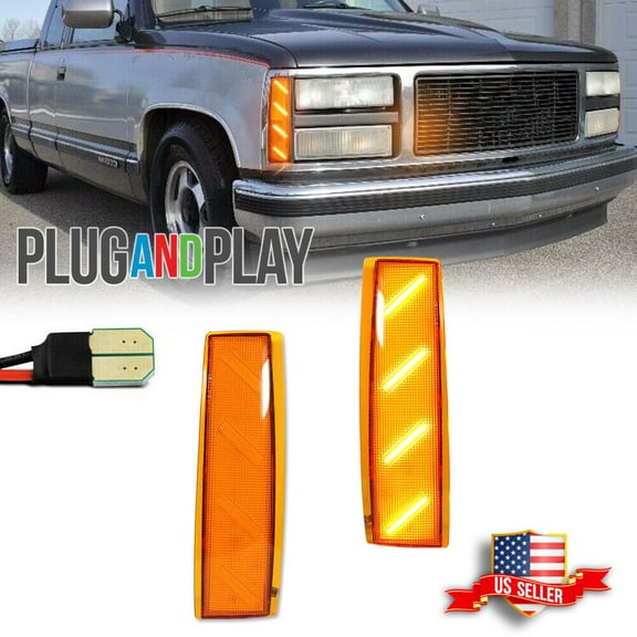 2X Amber Lens LED Front Side Marker Corner Light For 1988-1993 GMC C1500 C2500 C3500