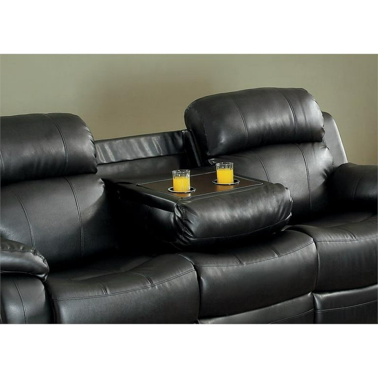 Home Elegance 9724blk 3 Marille Reclining Sofa With Center Drop Down Cup Holders Com Marille Reclining Sofa With Center Drop, Darrin Leather Reclining Sofa With Console