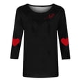 thumbnail image 4 of Lenpel Women's T-Shirts 3/4 Sleeve Crew Neck Heart Graphic Tee Tops Plus Size Valentine's Day Printed Blouses(Black,4X-Large), 4 of 5