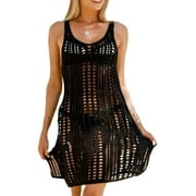 Rteyno Womens Swimsuit Cover Up Hollow Out Crochet Knit Beach Dress Plus Size