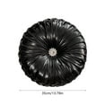 thumbnail image 3 of Round Velvet Pillow - Shiny Border Sofa Cushion Bedside Decor Futon Accent Pillow Wrinkle-Resistant Hypoallergenic Gift-Ready Home Decor(Black), 3 of 6