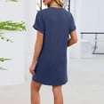 thumbnail image 7 of Short Sleeve T-Shirt Dresses for Women Summer Loose Button V Neck Long Tunic Tops Casual Mini Dress, 7 of 7