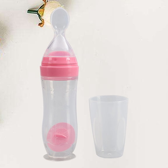 OULII Newborn Cereal Bottles Soft Silicone Bottle Pink 1Pack