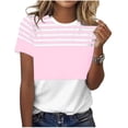 thumbnail image 2 of ITSAME Womens Tops, Round Neck Short Sleeve Striped Print Summer Casual Fashion Blouses Pink Size S, 2 of 6