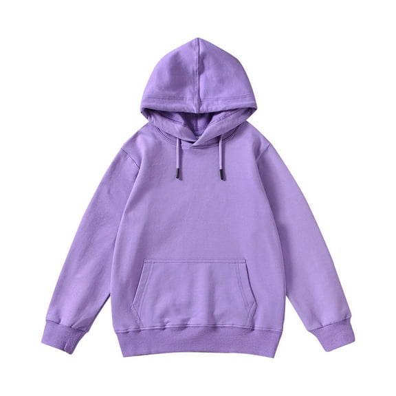 Generic 2024 New Jacket Children's Kids Child Toddler Boys Girls Solid Long Sleeve Patchwork Hooded Thickened Warm Sweatshirt Pullover Blouse Tops Outfits Clothes(13-15 Years,Purple)