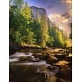 thumbnail image 2 of SMO 19x24 Black Ornate Wood Framed with Double Matting Museum Art Print Titled - Merced River flows through Yosemite National Park in California, 2 of 4