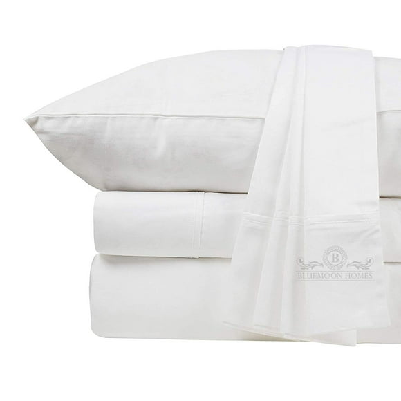 800 Thread Count 100% Egyptian Cotton Sheets - Extra Long-staple Cotton Twin Sheets for Kids & Adults, Fits Mattress Upto 18'' Deep Pocket, Sateen Weave, Soft Cotton 4 Piece Sheets Set(White, Twin)