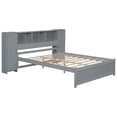 thumbnail image 6 of Euroco Wood Full Size Platform Bed with Storage Headboard and Shelves for Kids Teens Living Room, Gray, 6 of 13