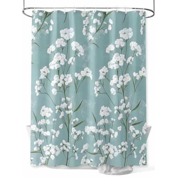Fsddascl Cherry Blossoms Shower Curtain Set - 72" x 78" Washable Bathtub Curtain with 12 Hooks, Watercolor Flowers Spring Summer Waterproof Fabric Stall Shower Curtains for Bathroom/Bathtub Décor