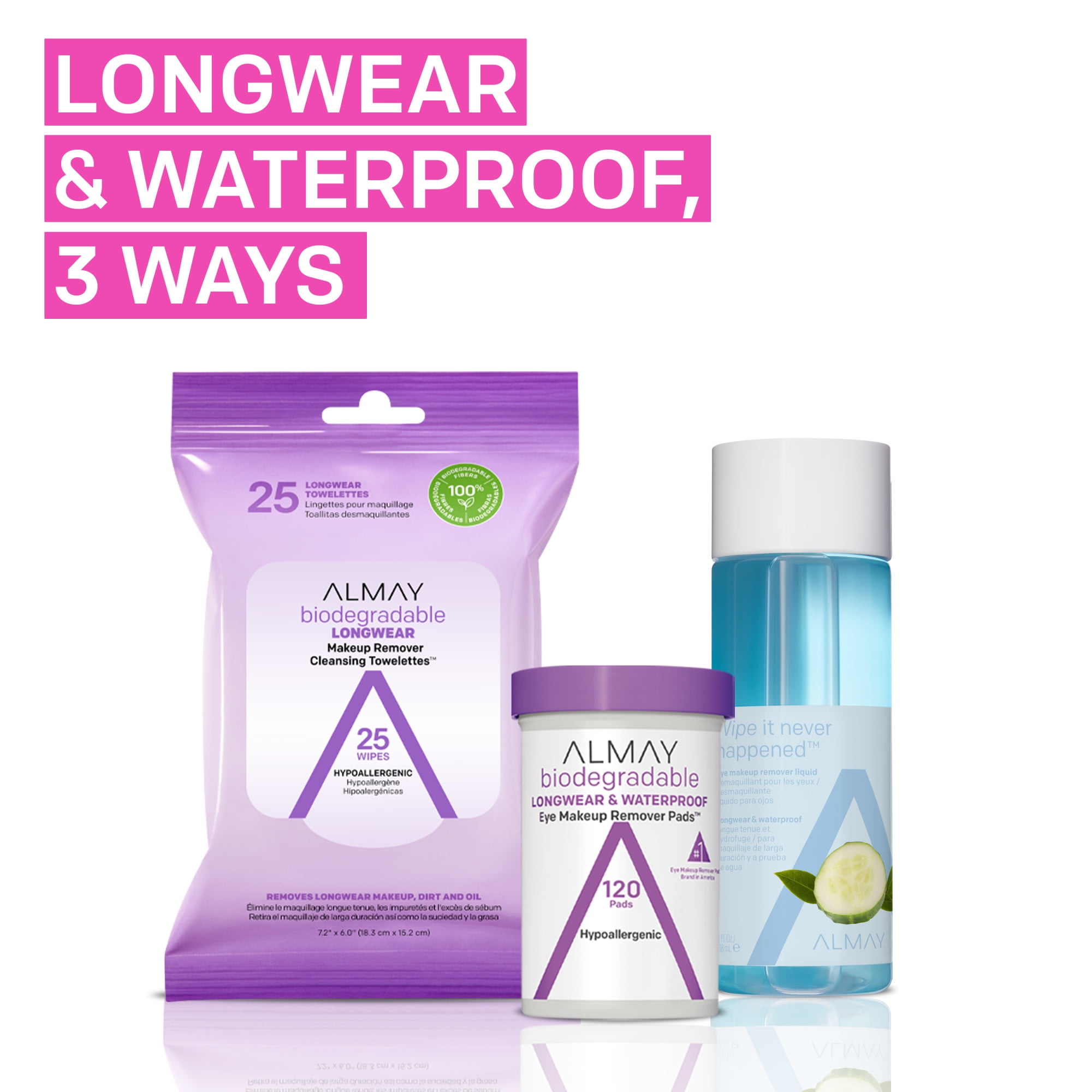 (4 pack) Almay Longwear and Waterproof Eye Makeup Remover Liquid, 4 fl oz