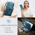 thumbnail image 6 of Allytech Wallet Case for iPhone 14, Card Slots + Cash Slot + Zipper Pocket Large Capacity PU Leather Case with Hand Strap, [All-Round Shockproof] Wireless Charging Kickstand Case, Blue, 6 of 10