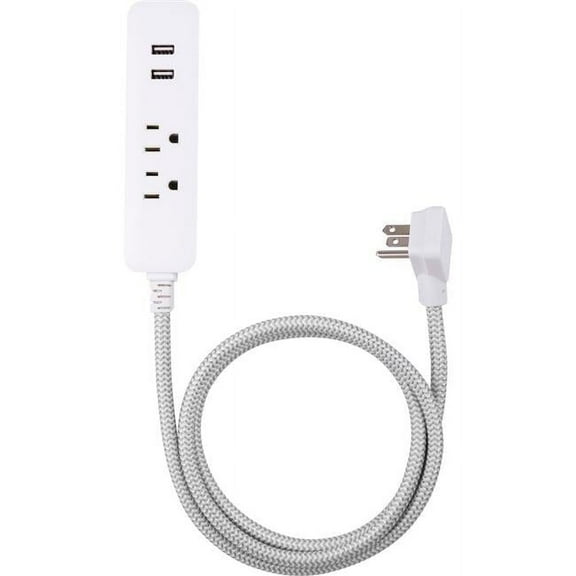 JASCO 43678 4 ft. Coordinate 2-Outlet 2-USB Charging Extension Cord