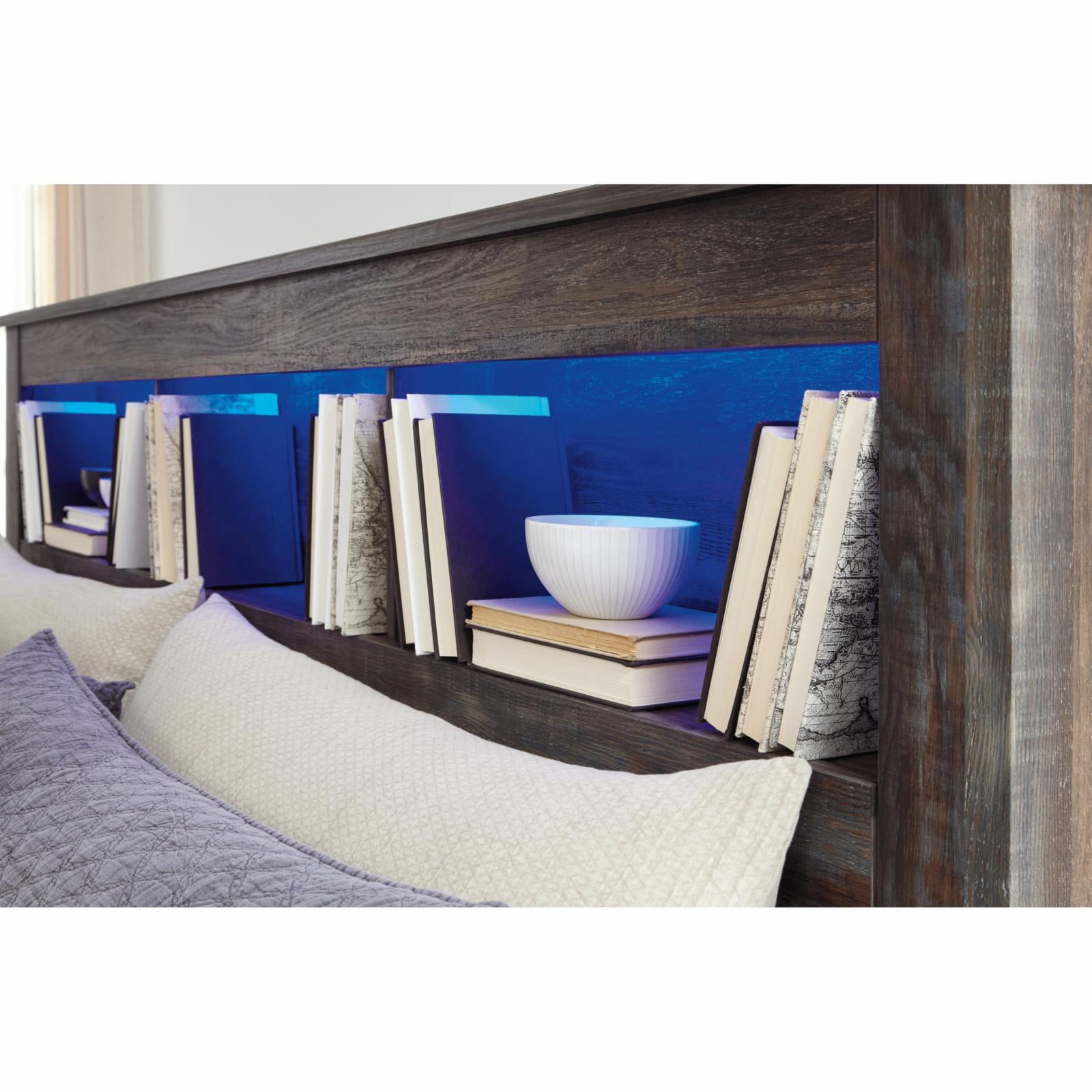 Signature Design by Ashley Drystan Full Queen Bookcase LED Headboard in Teal