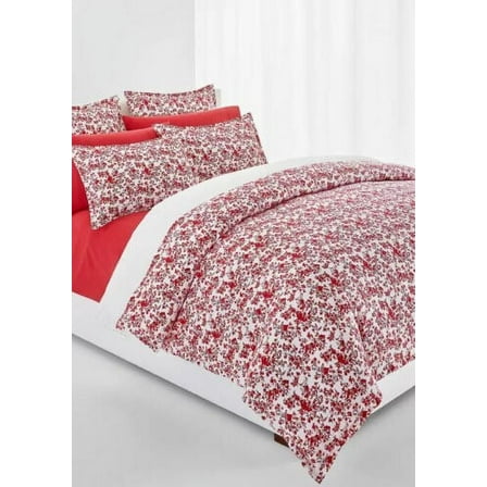 Ralph Lauren RED Rhyne Floral Flannel Duvet Cover Set, US King