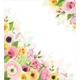 thumbnail image 3 of Ambesonne Anemone Flower Duvet Cover Sets, Ranunculus Hydrangea, 2-Queen, Pale Pink Yellow Green, 3 of 7