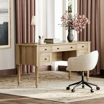 Farmhouse Executive Desk with Drawers, Charging Function, File Drawer, for Home Office, Work, Study Room, Oak