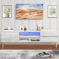 thumbnail image 5 of uhomepro TV Stand for TVs up to 70", Living Room Entertainment Center with RGB LED Lights and Storage Shelves Furniture, High Gloss TV Cabinet Console Table, Quick Assemble, White, 5 of 13